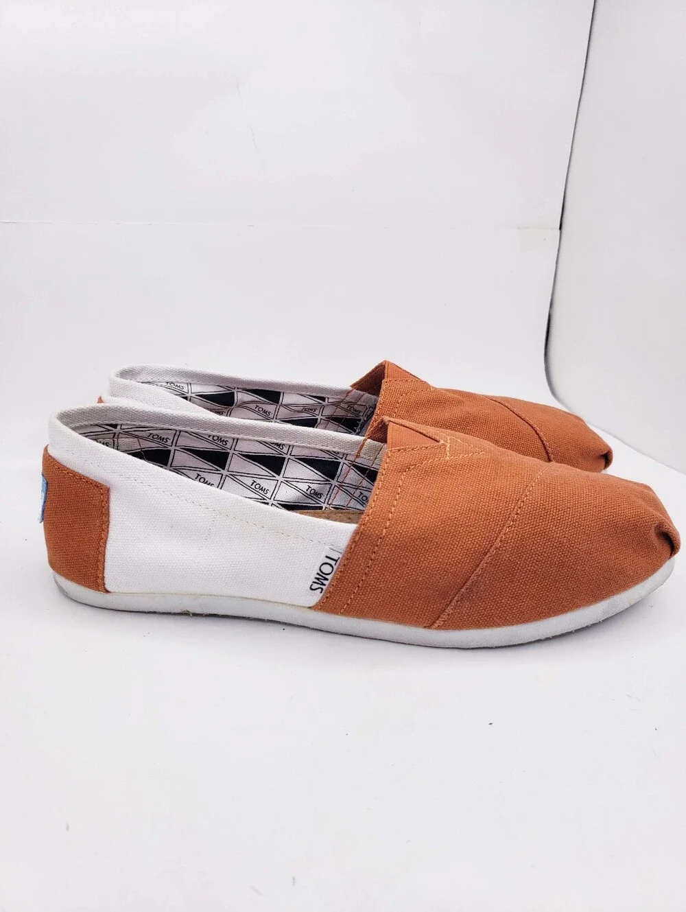Toms Orange & White University Of Texas Austin Slip On Flats Women's Size 8.5